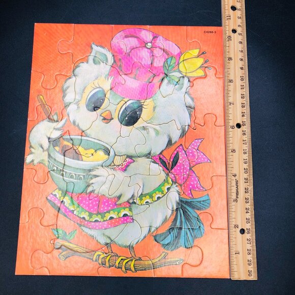 Vintage 60s Milton Bradley PASTEL PETS Lady Owl 25 Piece Jigsaw Puzzle COMPLETE - Picture 11 of 15